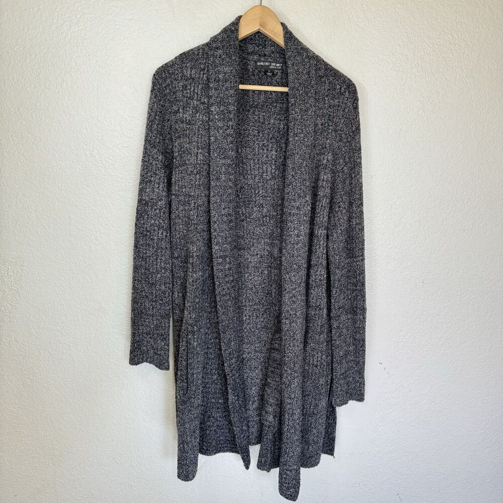 Barefoot Dreams CozyChic Lite Montecito Cardigan Gray Soft Knit Open Women XL